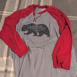 The North Face Red and Gray Bear Graphic Tee
